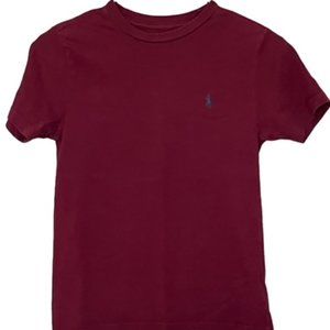 Burgundy short sleeve polo with navy polo horse small sz 8 Ralph Lauren kids tee